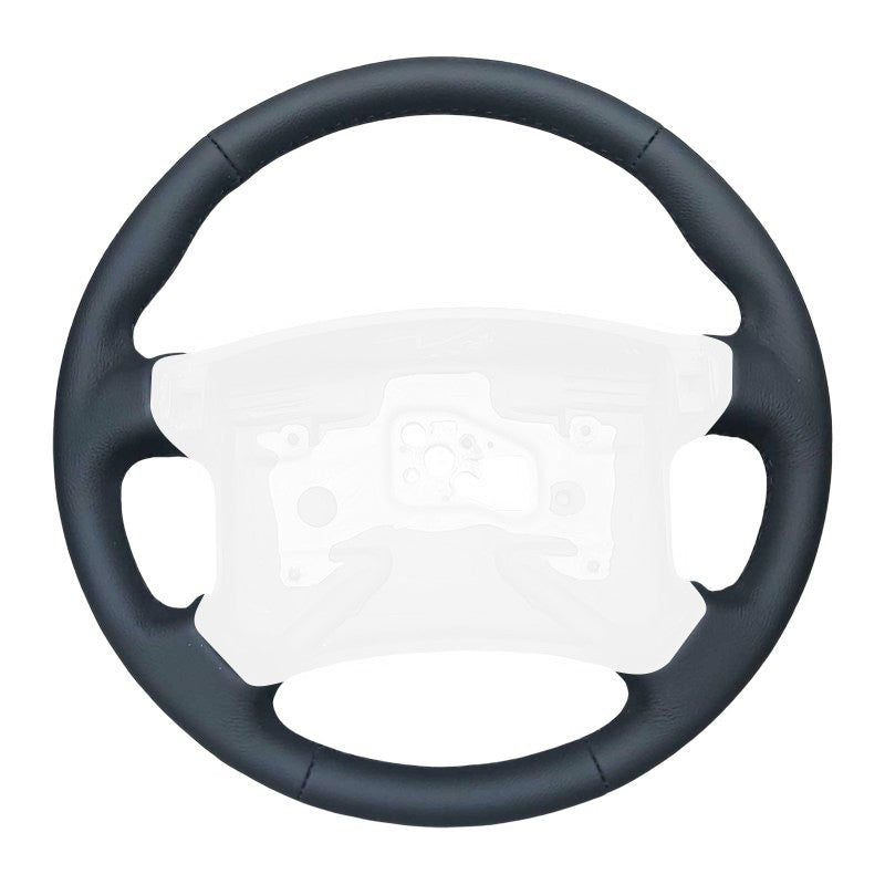 Black leather 4-spoke steering wheel wrap with thumbgrips for 1990-1992 Camaro