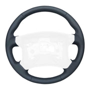 Black leather 4-spoke steering wheel wrap with thumbgrips for 1990-1992 Camaro