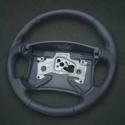 Black leather 4-spoke steering wheel wrap with thumbgrips for 1990-1992 Camaro, view 4