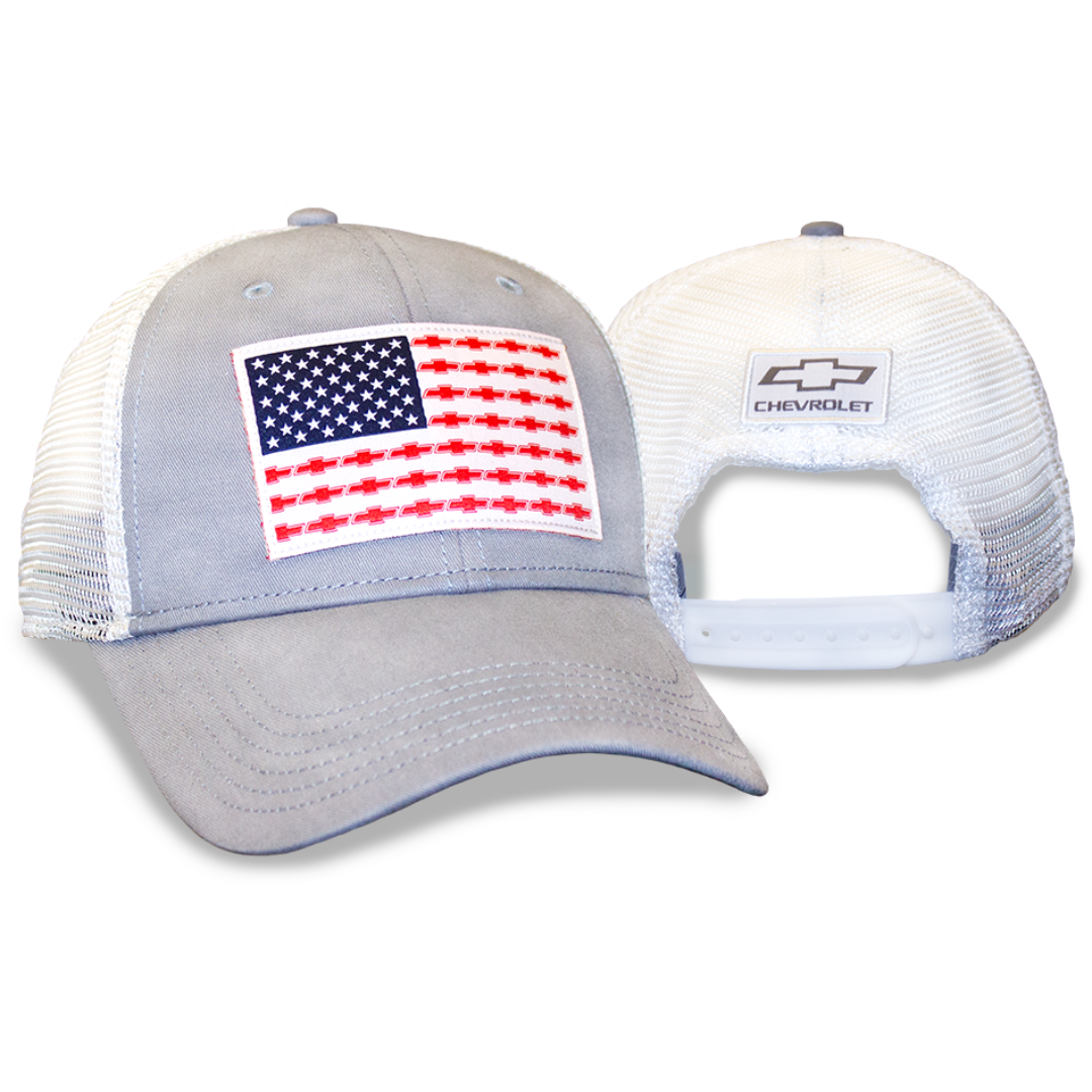 Chevrolet Bowtie American Flag Grey Hat / Cap Camaro Store Online