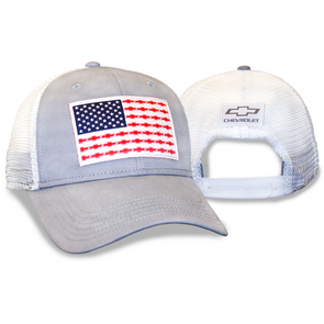Chevrolet Bowtie American Flag Grey Hat / Cap