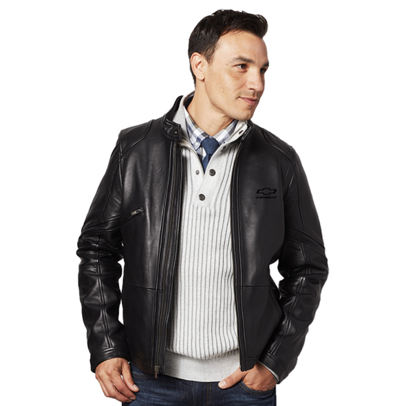 Chevrolet Bowtie Designer Lambskin Leather Jacket