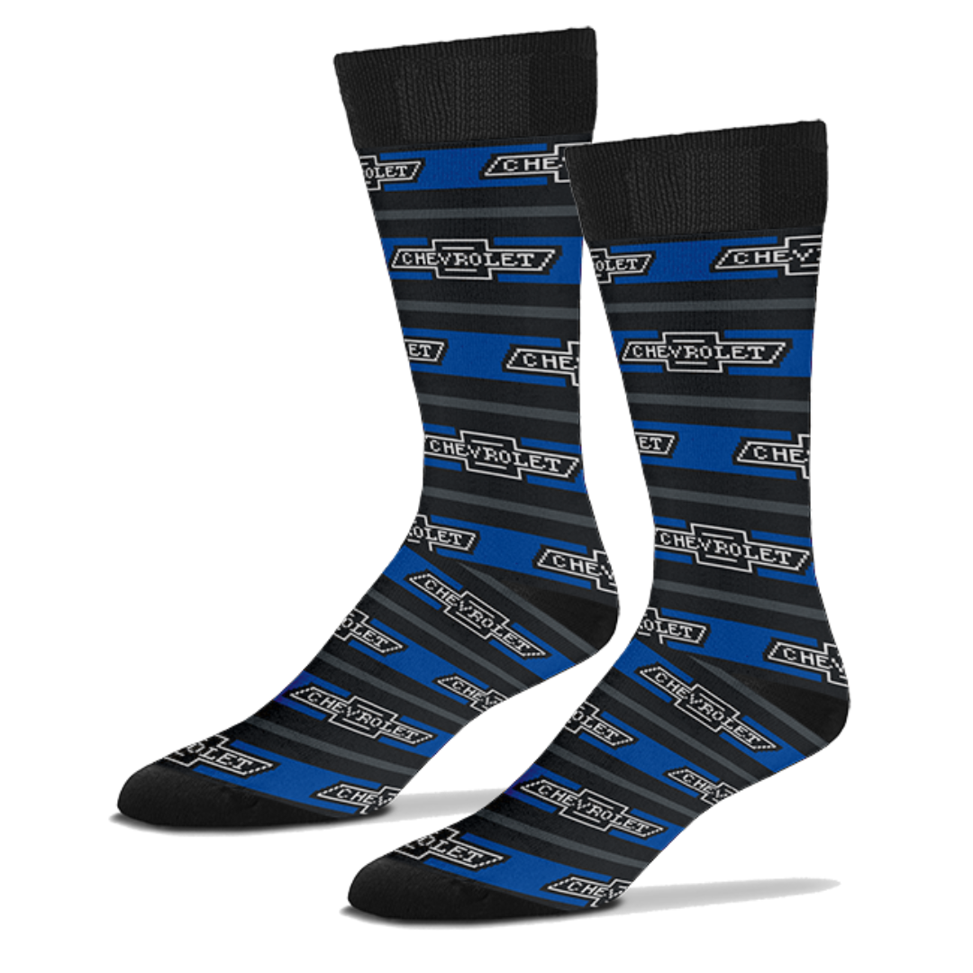 chevrolet-bowtie-vintage-blue-striped-socks