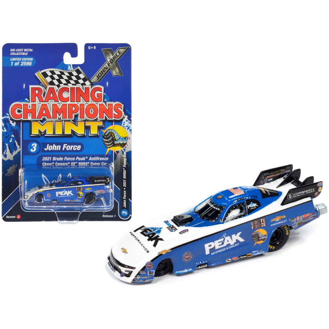 Chevrolet Camaro SS NHRA Funny Car John Force "Brute Force Peak" (2021) "John Force Racing" "Racing Champions Mint 2023" Release 1 1/64 Diecast Model Car