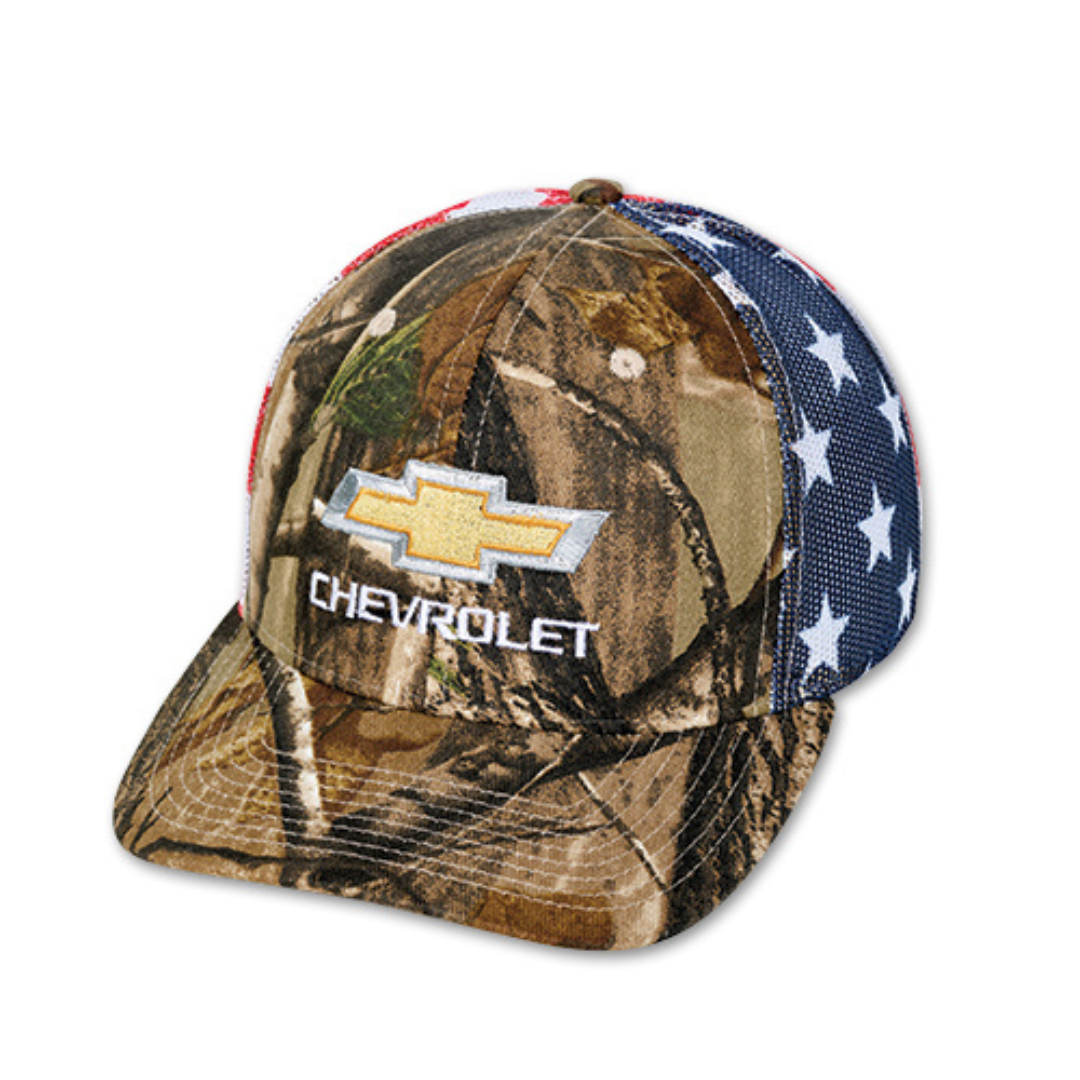 Chevrolet Gold Bowtie American Flag Camo Hat / Cap