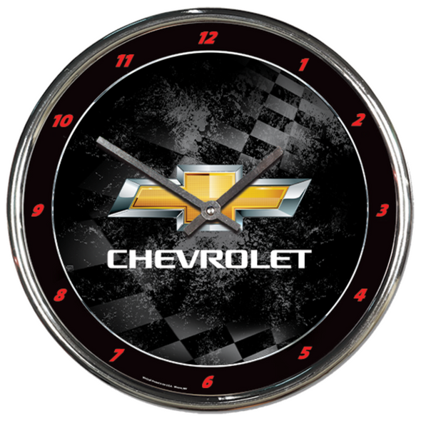 Chevrolet Gold Bowtie Chrome Wall Clock