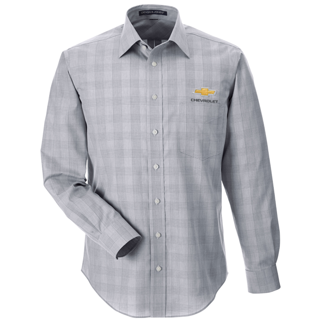 chevrolet-gold-bowtie-plaid-button-up-dress-shirt