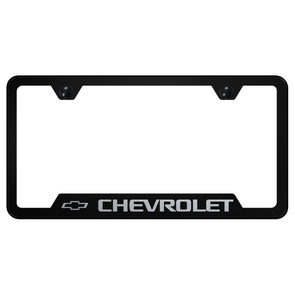 Chevrolet License Notched Plate Frame - Black Powder-Coated Stainless Steel