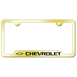 Chevrolet Notched License Plate Frame - Gold Stainless Steel