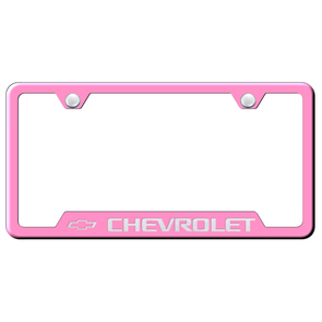 Chevrolet Notched License Plate Frame - Pink Stainless Steel
