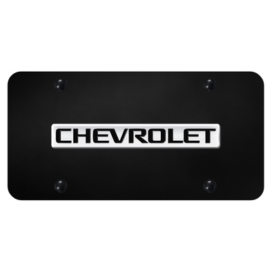 Chevrolet Script License Plate - Chrome on Black