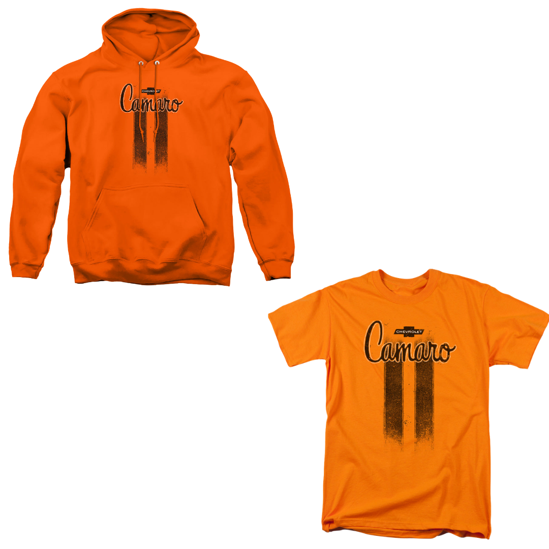 Chevrolet Camaro Stripes Orange Set – Pullover Hoodie + Short Sleeve Tee