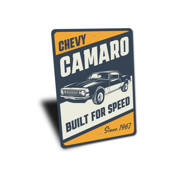 Chevy Camaro Built For Speed Aluminum Sign