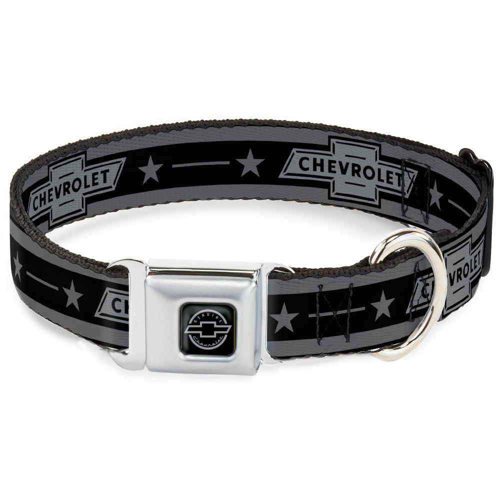 Vintage Chevrolet 1934 Bowtie Logo Black & Gray Stars Seatbelt Collar