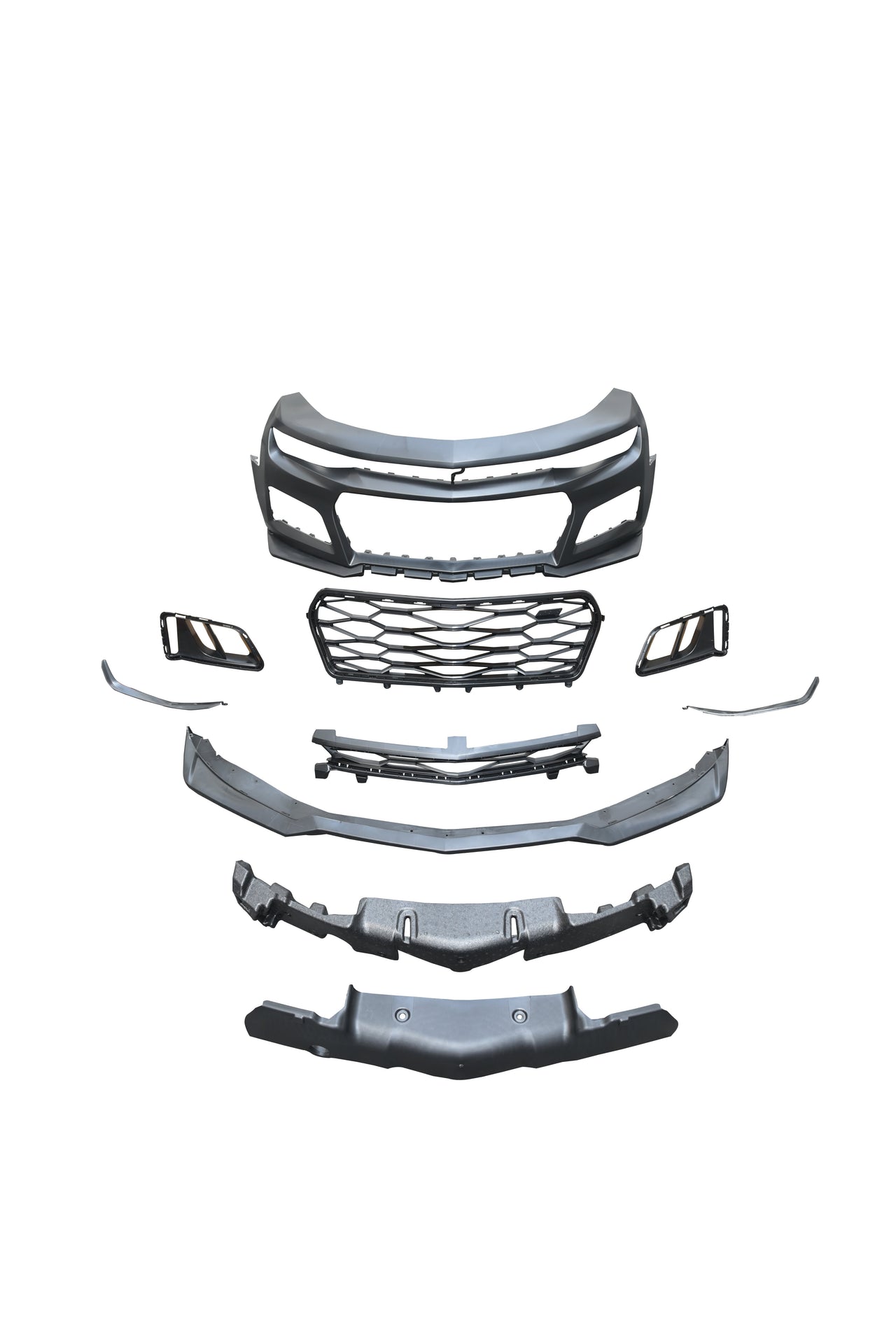 2019-2024 Chevy Camaro ZL1 Front Bumper Conversion 9pcs Full Kit Flat BLK for Non-RS Headlights