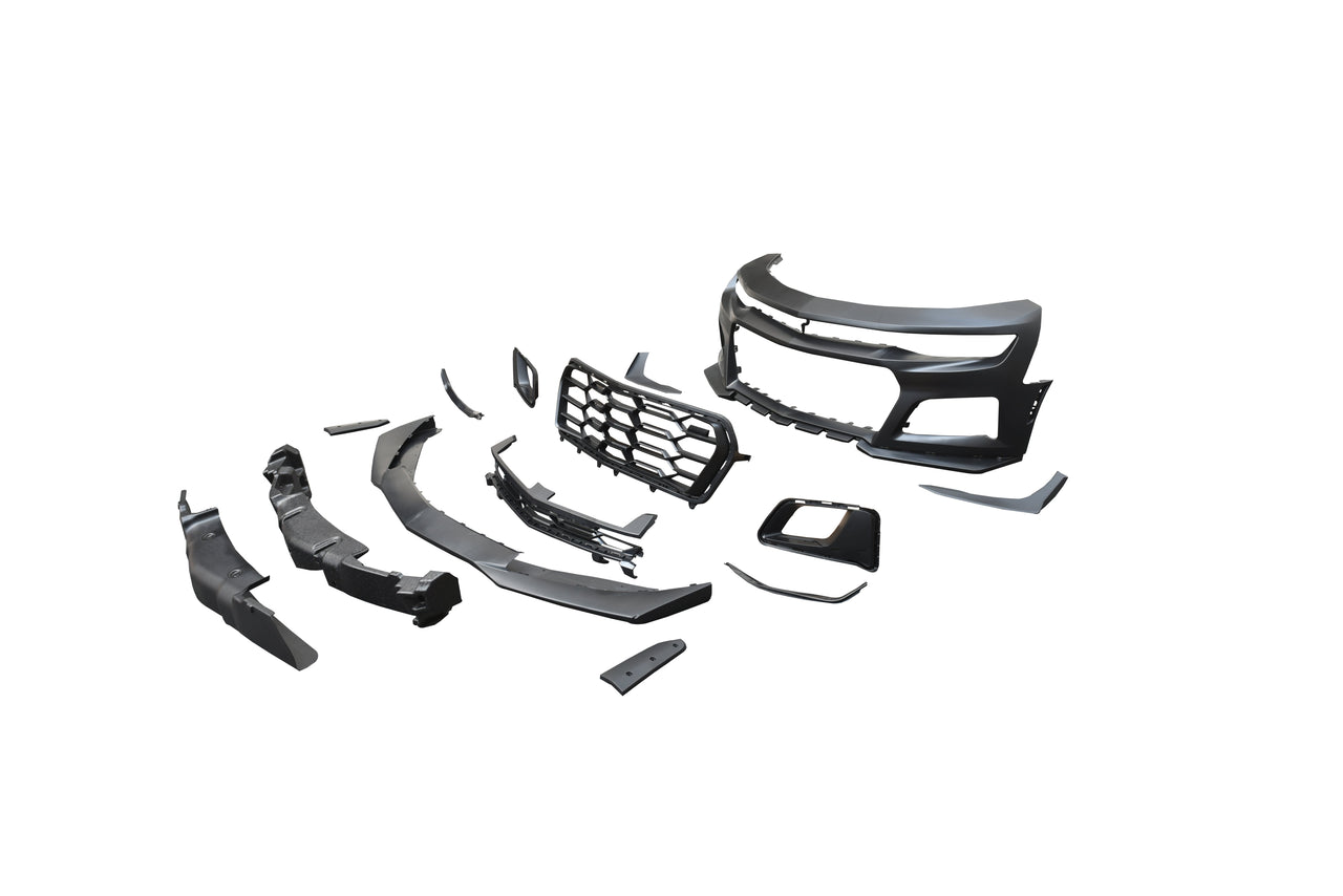 2019-2024 Chevy Camaro ZL1 1LE Track Package Front Bumper Conversion 13pcs Full Kit Flat BLK for Non-RS Headlights