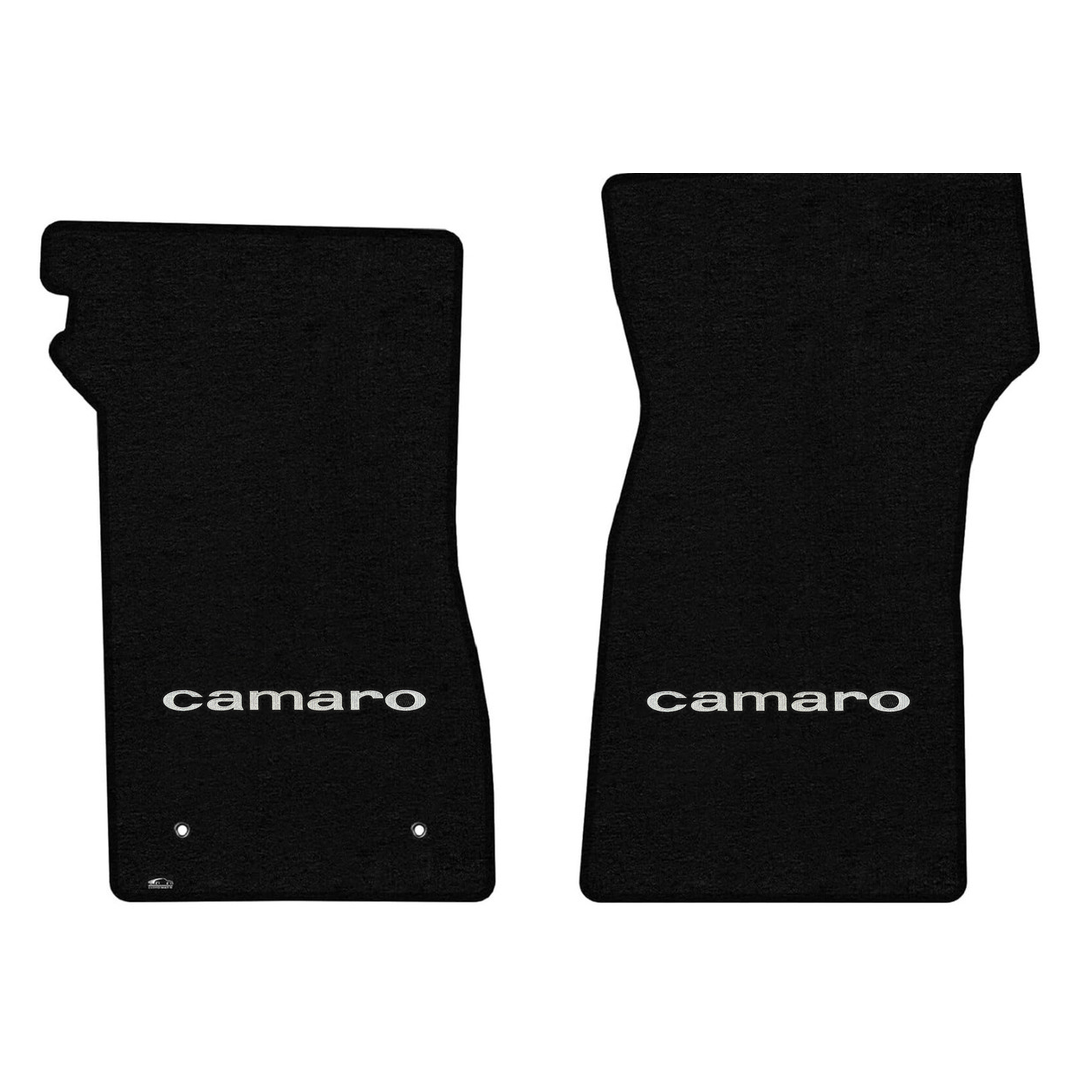 1967 Camaro Lloyd front floor mats - Black with Silver Camaro Word logo