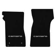 1967 Camaro Lloyd front floor mats - Black with Silver Camaro Word logo