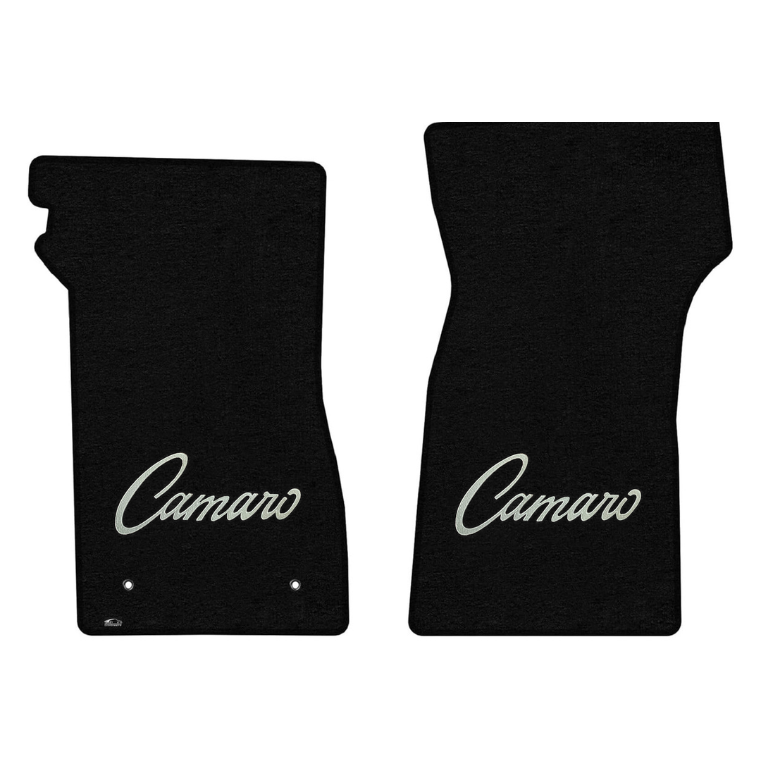 1968-1969 Camaro Lloyd front floor mats - Black with Silver Camaro Word logo