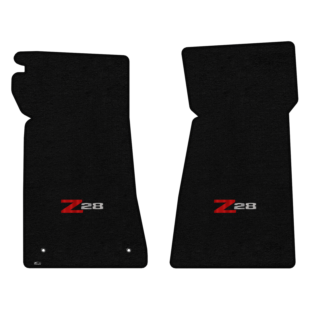 Gen 2 Camaro Lloyd front floor mats - Black with Red Z Silver 28 Z-28 logo