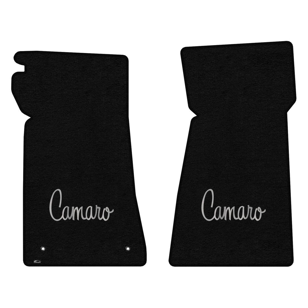 Gen 2 Camaro Lloyd front floor mats - Black with Silver Camaro Word logo