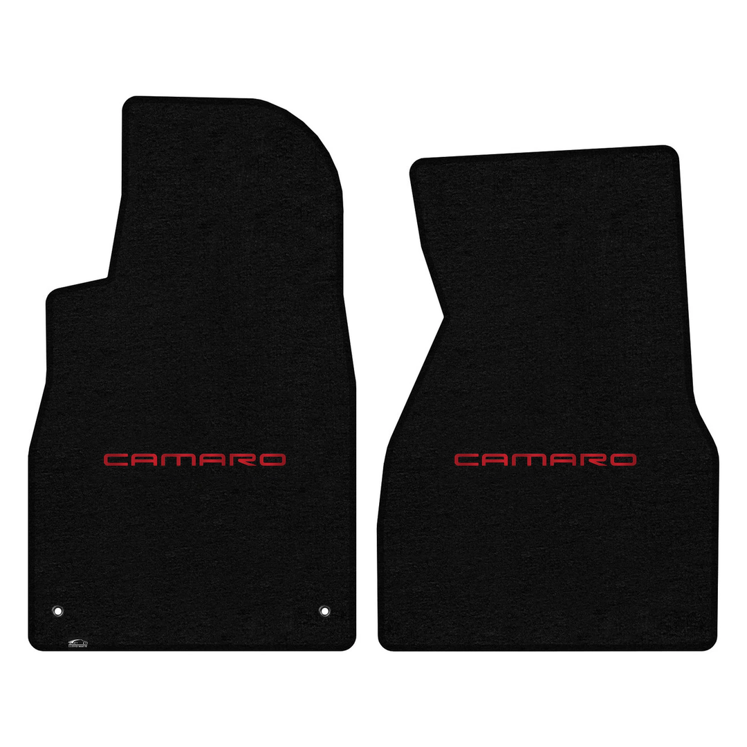 1993-1999 Gen 4 Camaro Lloyd front floor mats - Black with Red Camaro Letters logo