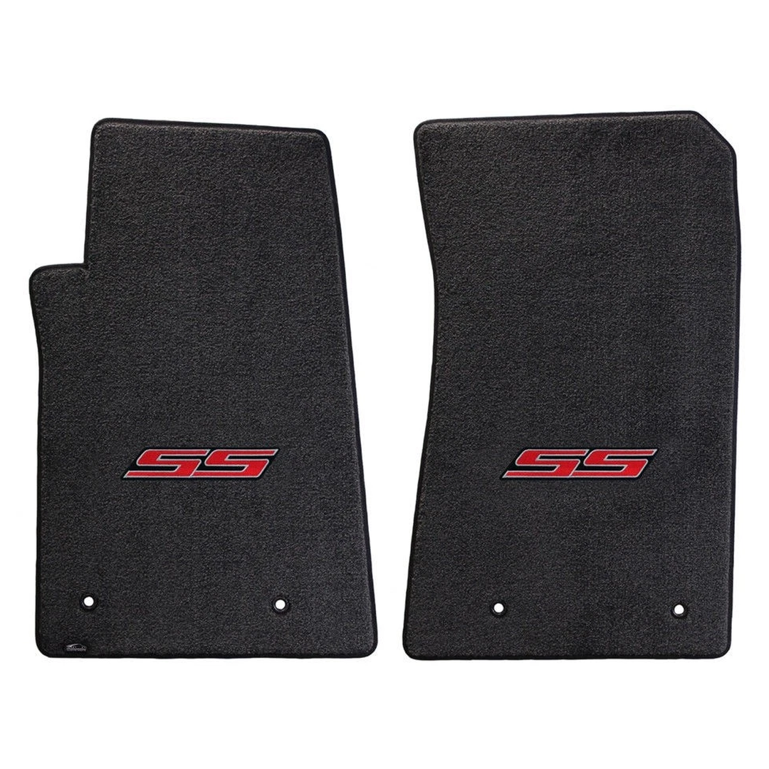 Gen 5 Camaro Lloyd front floor mats - Ebony with Large Red SS logo