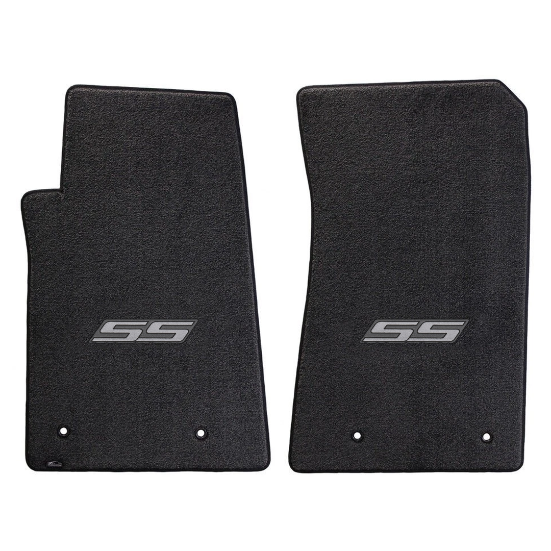 Gen 5 Camaro Lloyd front floor mats - Ebony with Large Silver SS logo