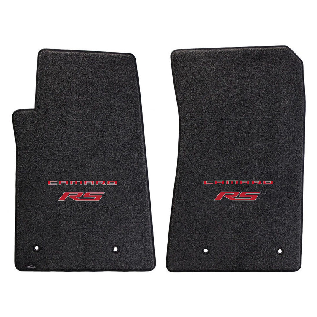 Gen 5 Camaro Lloyd front floor mats - Ebony with RS Red Double logo