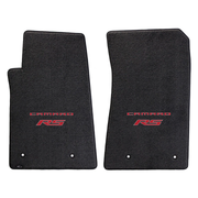 Gen 5 Camaro Lloyd front floor mats - Ebony with RS Red Double logo