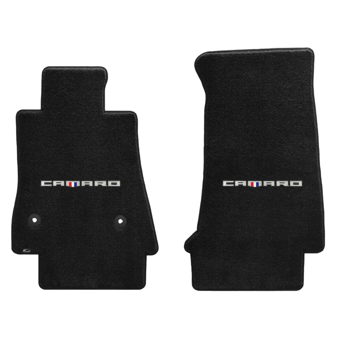 Gen 6 Camaro Lloyd front floor mats - Ebony with Camaro Word logo