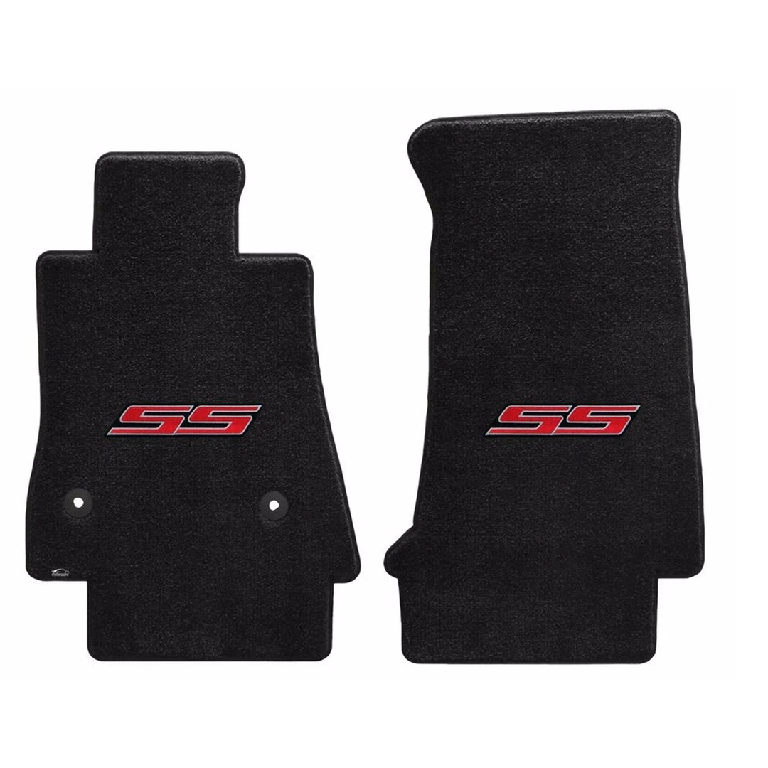 Gen 6 Camaro Lloyd front floor mats - Ebony with Large Red SS logo