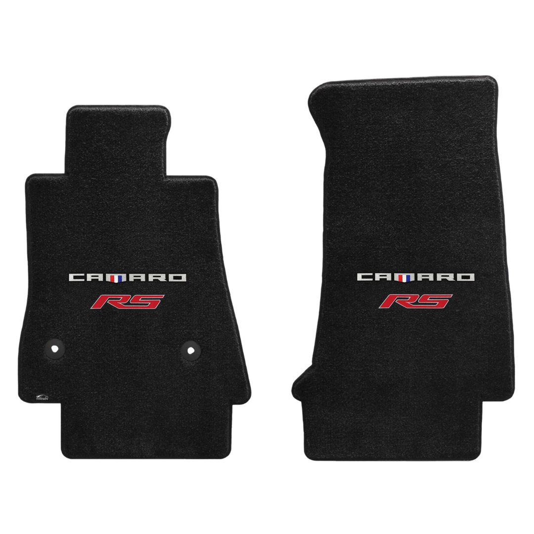 Gen 6 Camaro Lloyd front floor mats - Ebony with RS Red Double logo