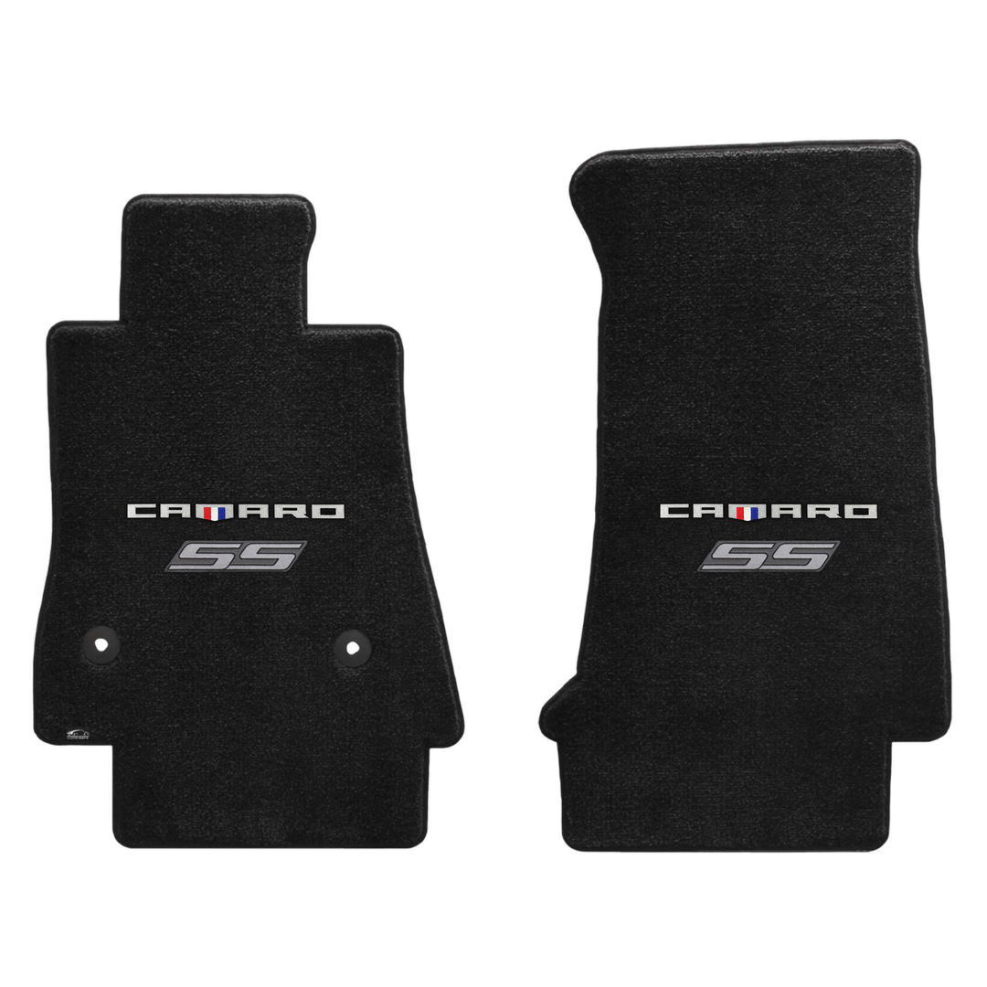 Gen 6 Camaro Lloyd front floor mats - Ebony with SS Silver Double logo