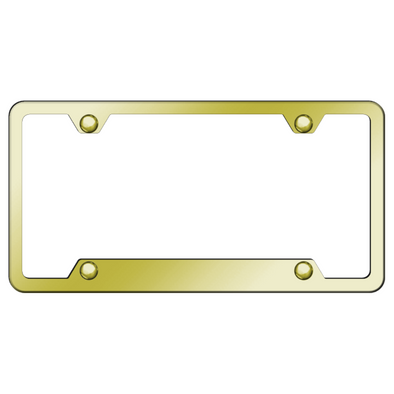 Gold 4-Hole Notched License Plate Frame - Polished Stainless Steel