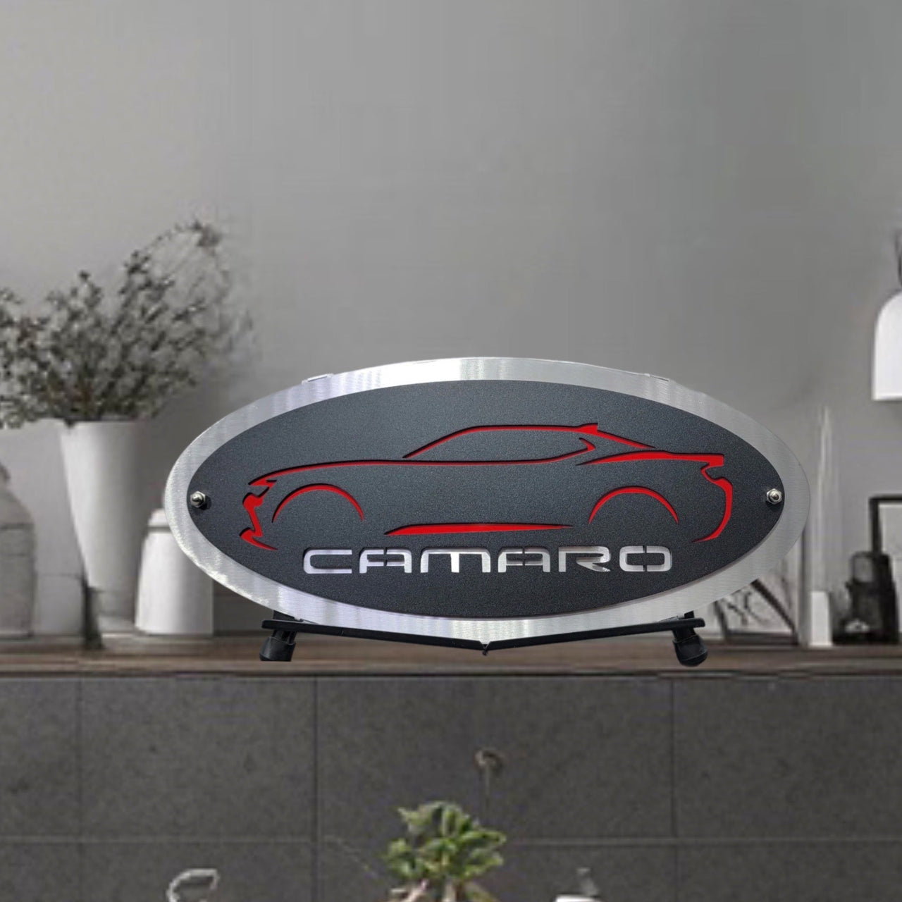 Modern Camaro Silhouette Decorative 3D Metal Wall Art - 20"