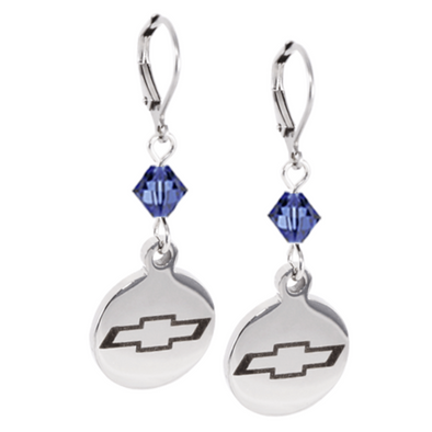 Chevy Bowtie Emblem Crystal | 5/8'' Leverback Earrings