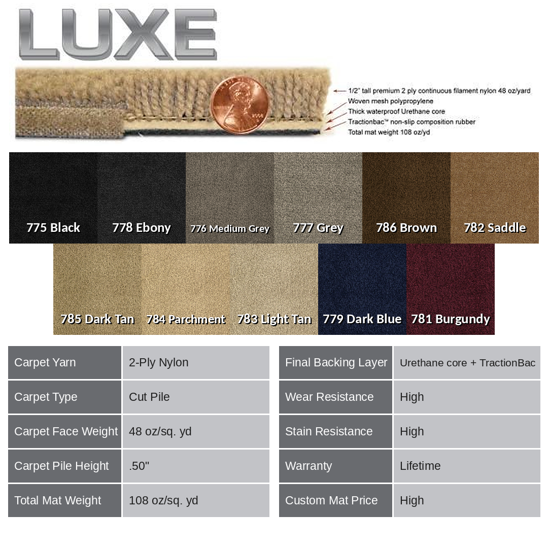 Lloyd Luxe carpet colors and specs