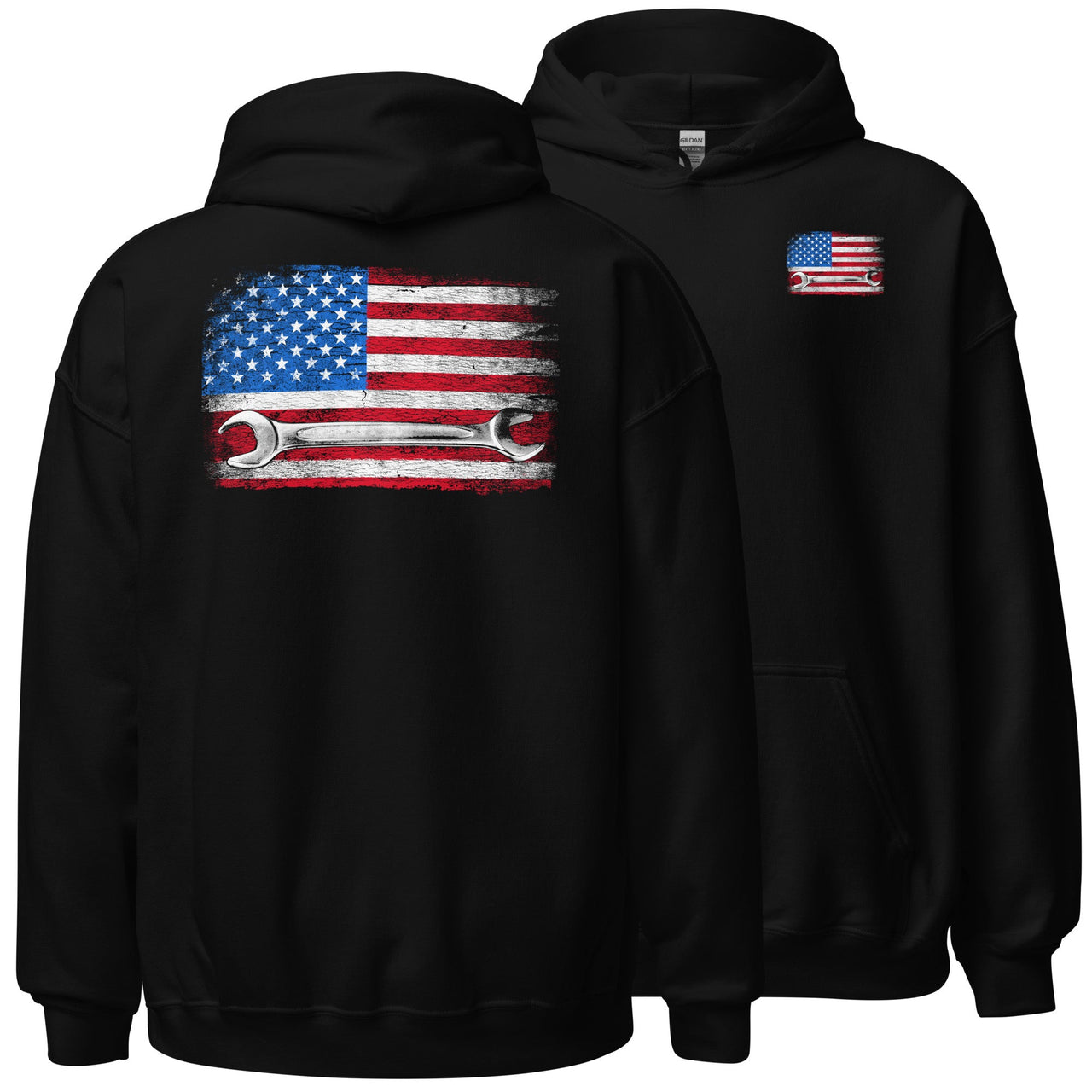 American Flag Mechanic Hoodie Sweatshirt