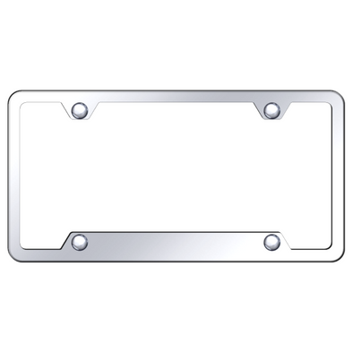 Mirrored 4-Hole Notched License Plate Frame - Polished Stainless Steel