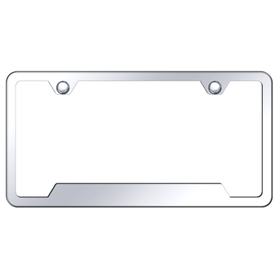 Mirrored Notched License Plate Frame - Polished Stainless Steel