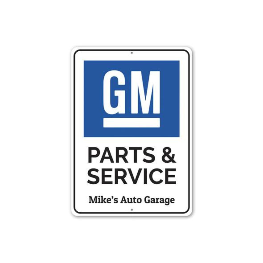 personalized-gm-parts-service-aluminum-sign