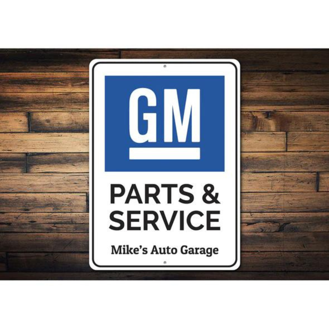 personalized-gm-parts-service-aluminum-sign