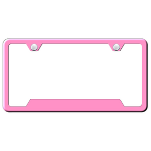 Pink Notched License Plate Frame - Powder-Coated Stainless Steel