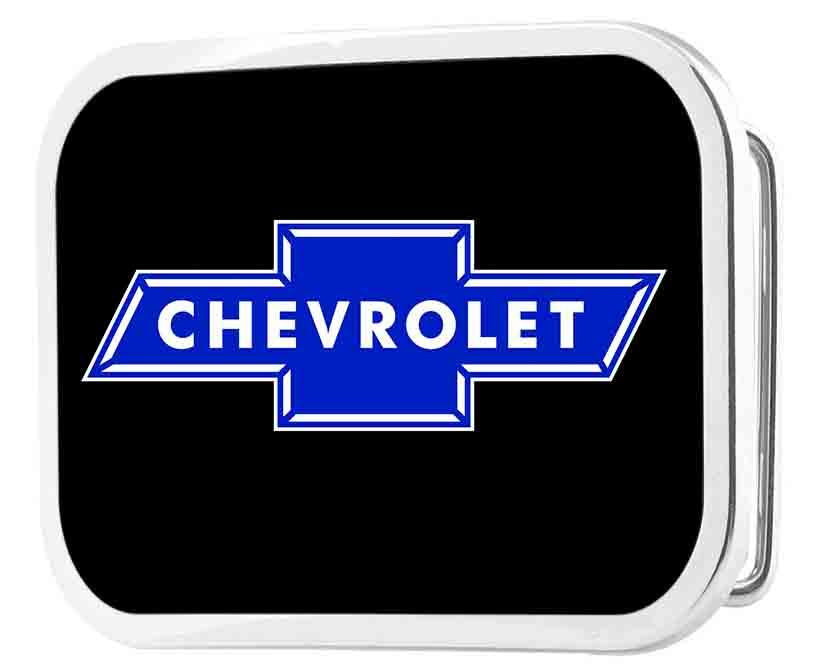 Chevy Bowtie Framed FCG Black & Blue - Chrome Rock Star Buckle