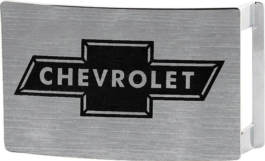 Chevy Bowtie Rock Star Buckle - Brushed Silver & Black