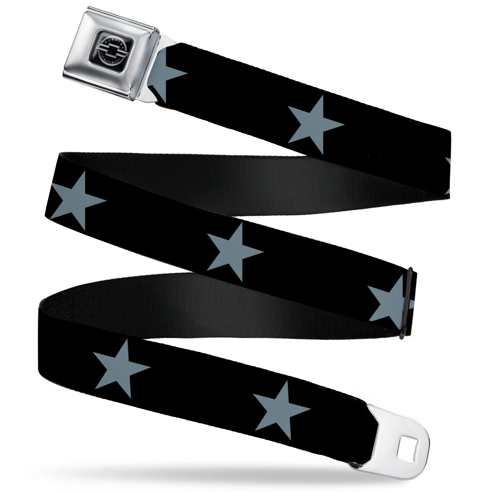 Chevy Seatbelt Belt - Star Black & Silver Webbing