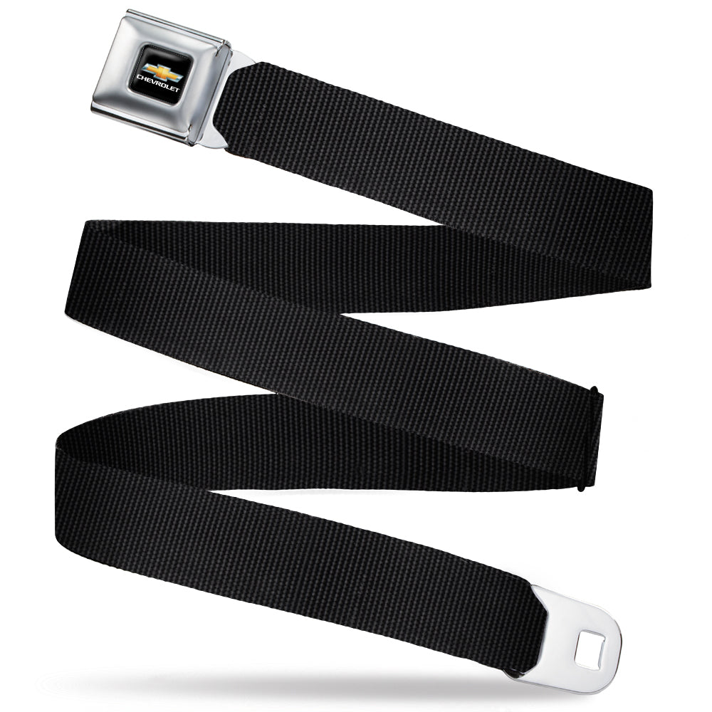 Chevy Bowtie Black & Gold Seatbelt Belt - Black Webbing