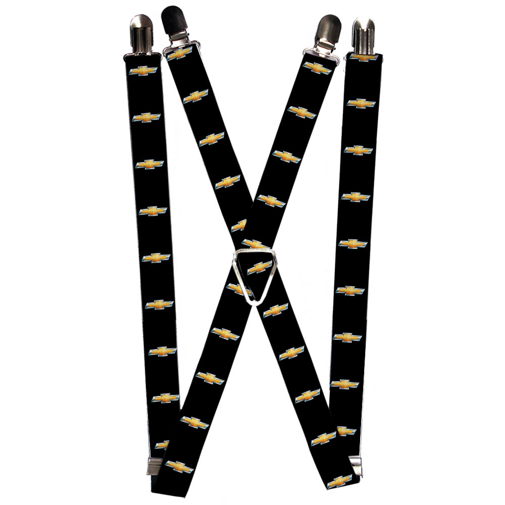 Chevrolet Bowtie Black & Gold Suspenders - 1.0"