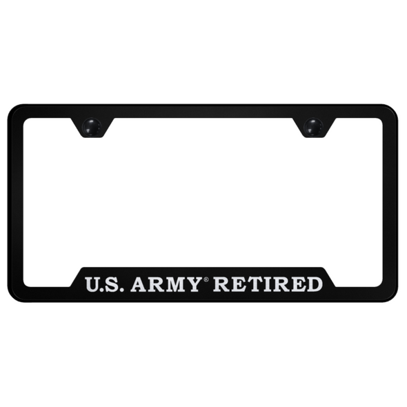 U.S. Army Retired Notched License Plate Frame - Black